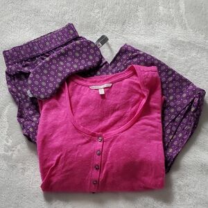 Victoria's Secret Pink and Purple Pajama Set with Eye Mask Small